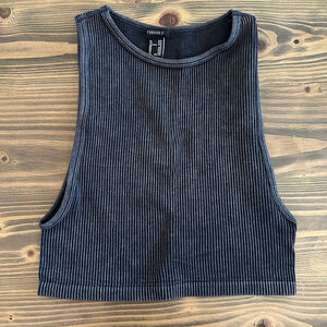 Forever 21 Black Ribbed Crop Tank Top Women’s S Summer